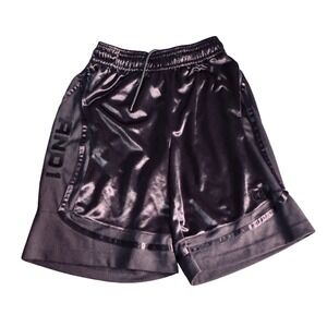 AND1 Mens Small S Athletic Basketball Shorts Shiny Black Y2K